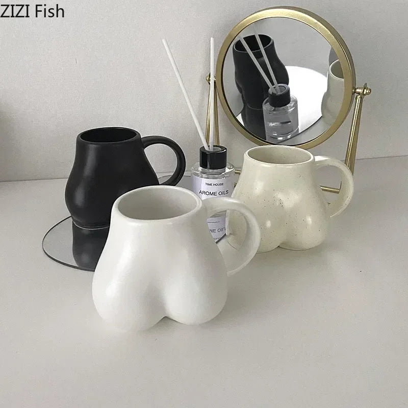 Creativity Butt Decorative Coffee Mugs Ceramic Cup Heat Resistant Portable Wine Glass Travel Porcelain Mug 250ml Juice Cup