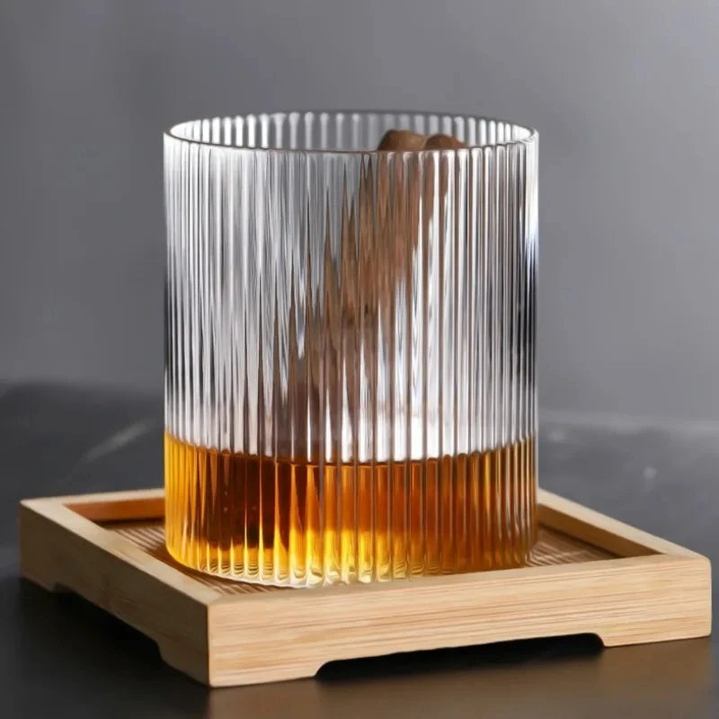 1/2/4/6PCS Coffee Mug Japanese Striped Glass Cup Japanese Creative Transparent Bubble Tea Cup Drinkware Shot Glasses Set Whiskey