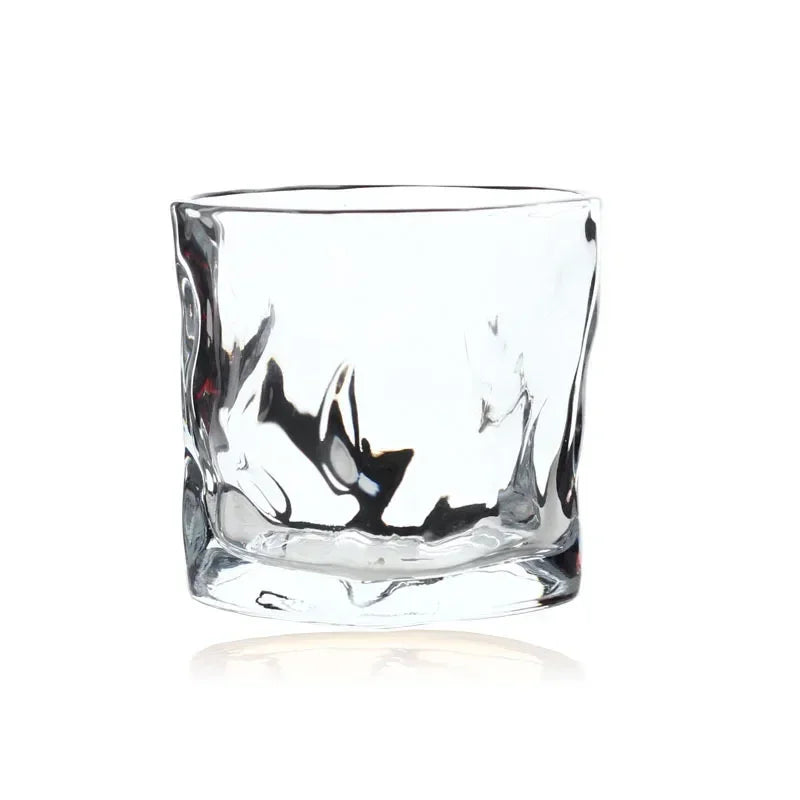 1Pcs Transparent Glass Mug Glacier Wine Whiskey Coffee Cup Household Drinking Juice Irregular Shape Cups Drinkware