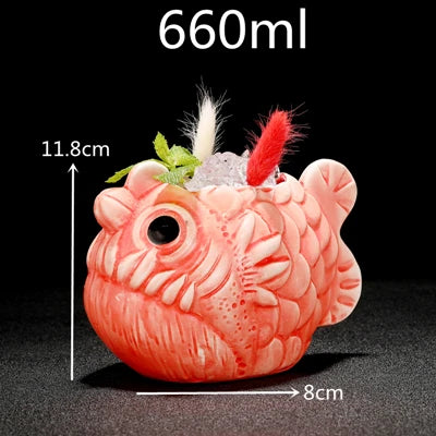 660ml Hawaii Tiki Mugs Cocktail Cup Beer Beverage Mug Wine Mug Ceramic Tiki Mugs