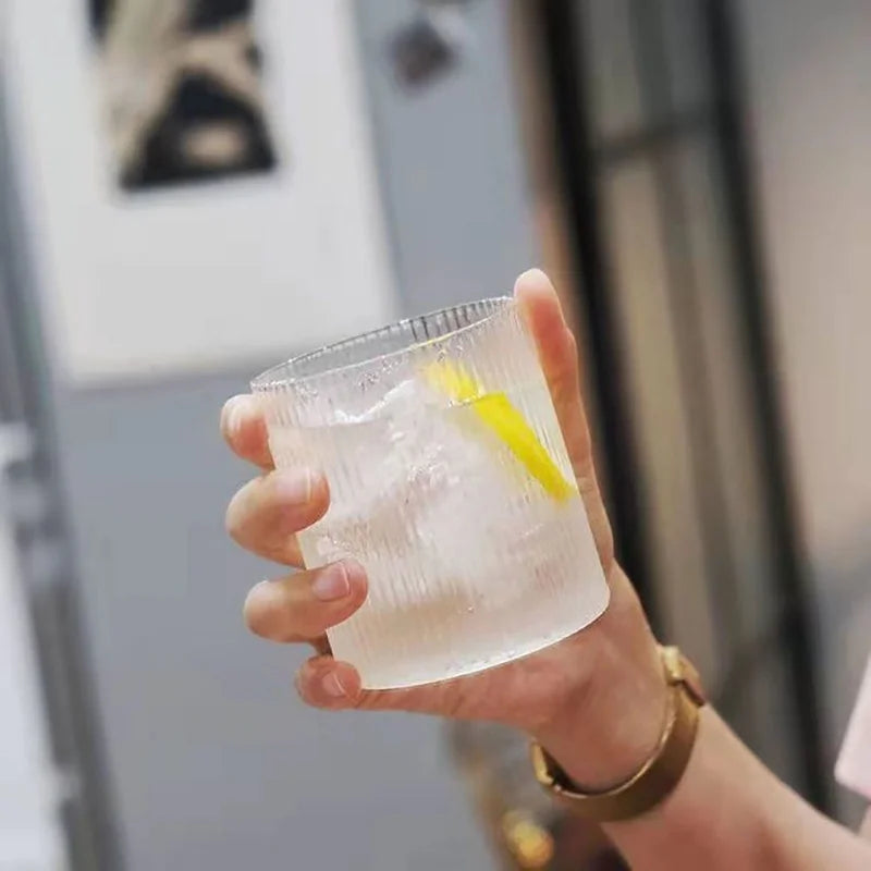 2023 Japanese-Style Ripple Whisky Glass Vertical Lines Coffee Cup Transparent Beer Mug Drinking Glass For Juice