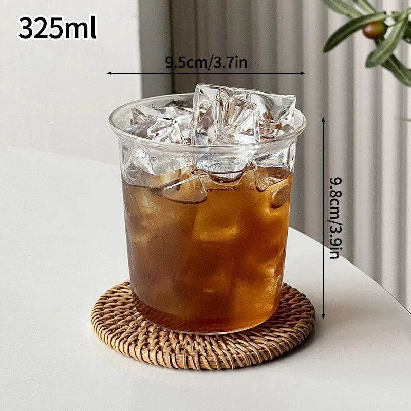 INS Transparent Glass Cups Creative Stripe Cold Coffee Mug Ice Juice Cocktail Drinking Cup Drinkware Water Wine Glass Bottle