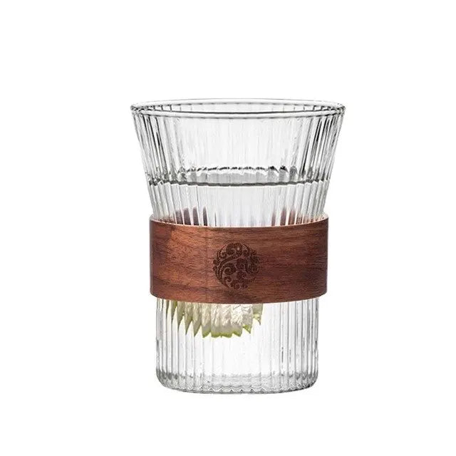 350ML Japanese Style Glass Coffee Mug Walnut Cup Sleeve Glass Cup Glasses Coffeeware Tea Mugs Beer Mug