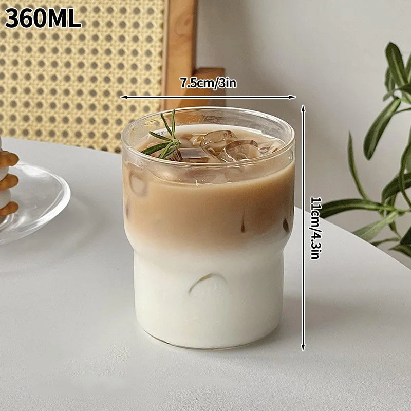 INS Transparent Glass Cups Creative Stripe Cold Coffee Mug Ice Juice Cocktail Drinking Cup Drinkware Water Wine Glass Bottle