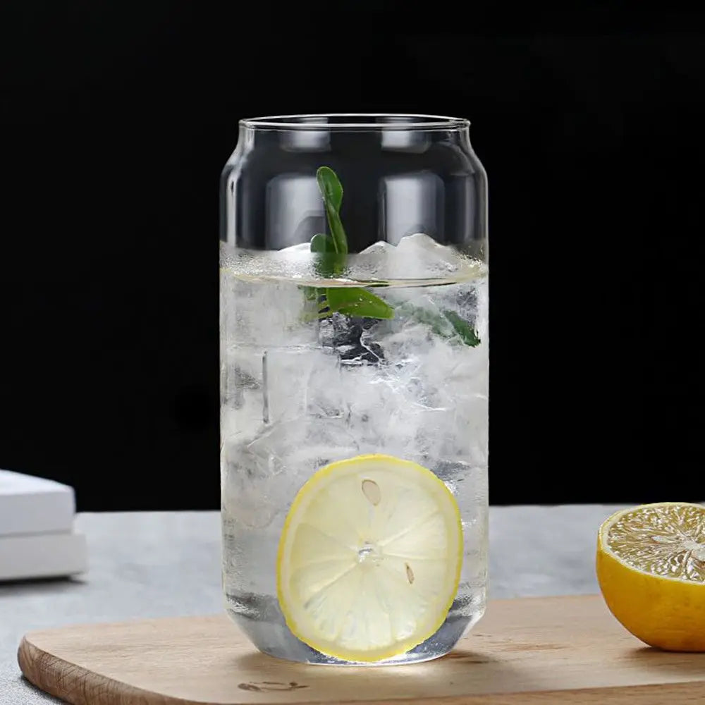 Creative Can Shape Tea Juice Milk Glass Cup Coffee Mug Wine Glass Drink Cup High Borosilicate Glass Drinkware Durable