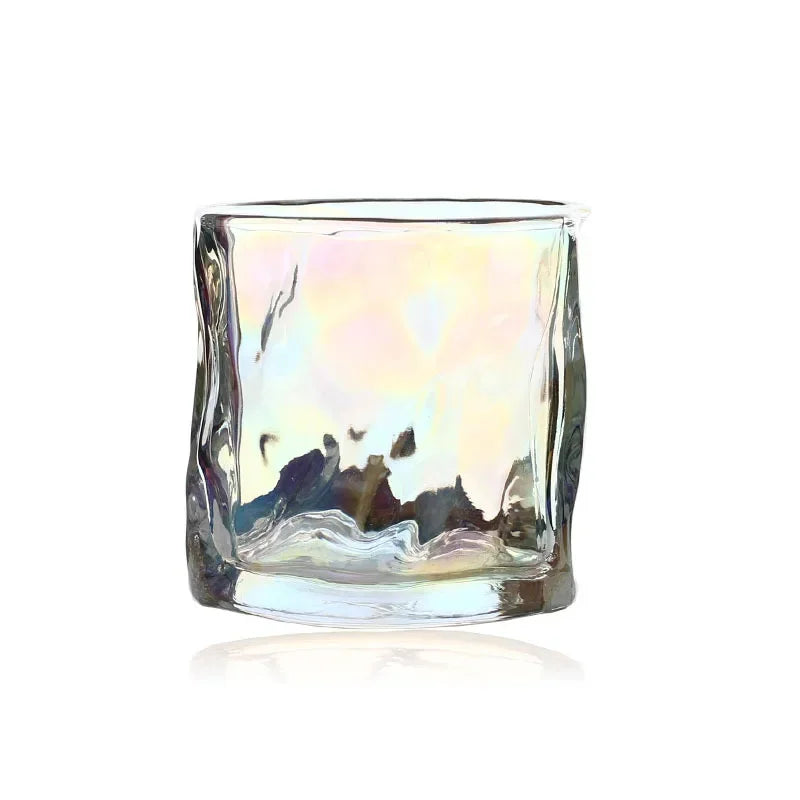 1Pcs Transparent Glass Mug Glacier Wine Whiskey Coffee Cup Household Drinking Juice Irregular Shape Cups Drinkware