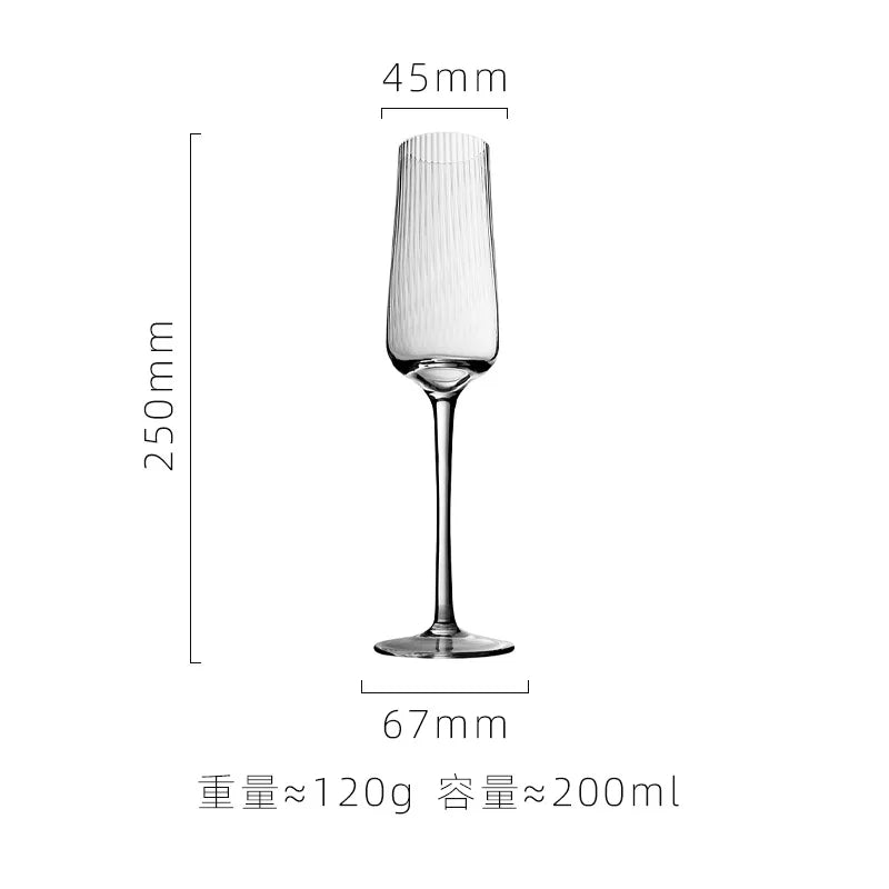1-6pcs Transparent Corrugated Crystal Glass with High Aesthetic Value Home Wine Glasses Party Champagne Christmas Gifts