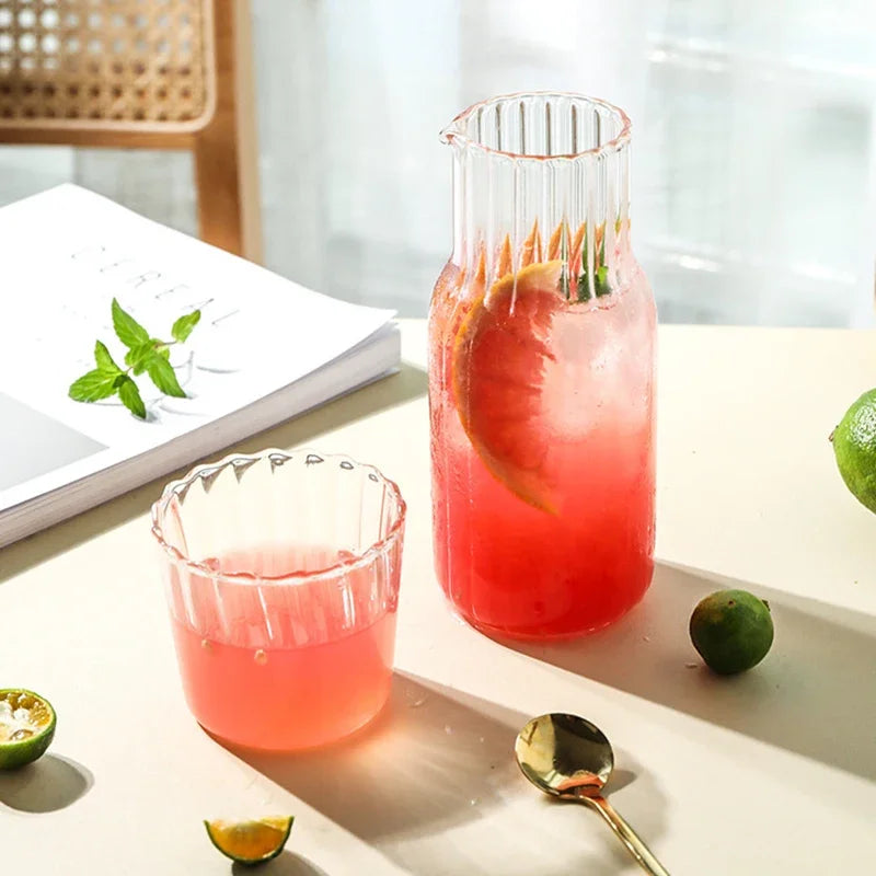 Glass Water Bottle with Glass Cup