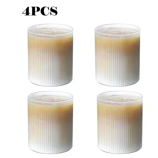 1/2/4/6PCS Coffee Mug Japanese Striped Glass Cup Japanese Creative Transparent Bubble Tea Cup Drinkware Shot Glasses Set Whiskey