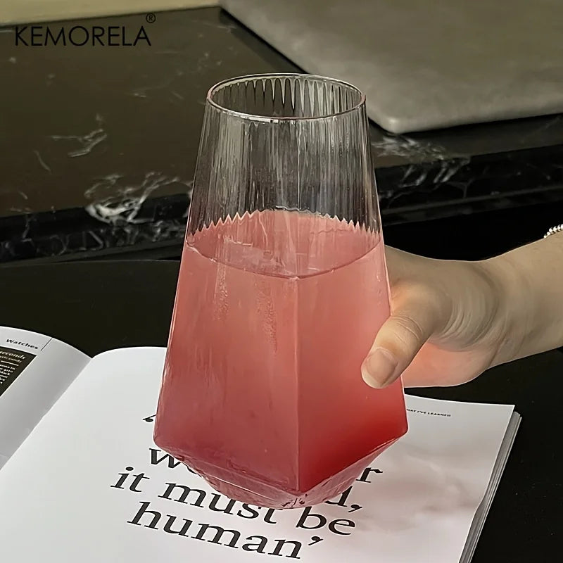 KEMORELA 500ML Vertical Geometric Highball Glass Modern Cocktail Drinking Glass for Water Beer Juice - Practical & Stylish
