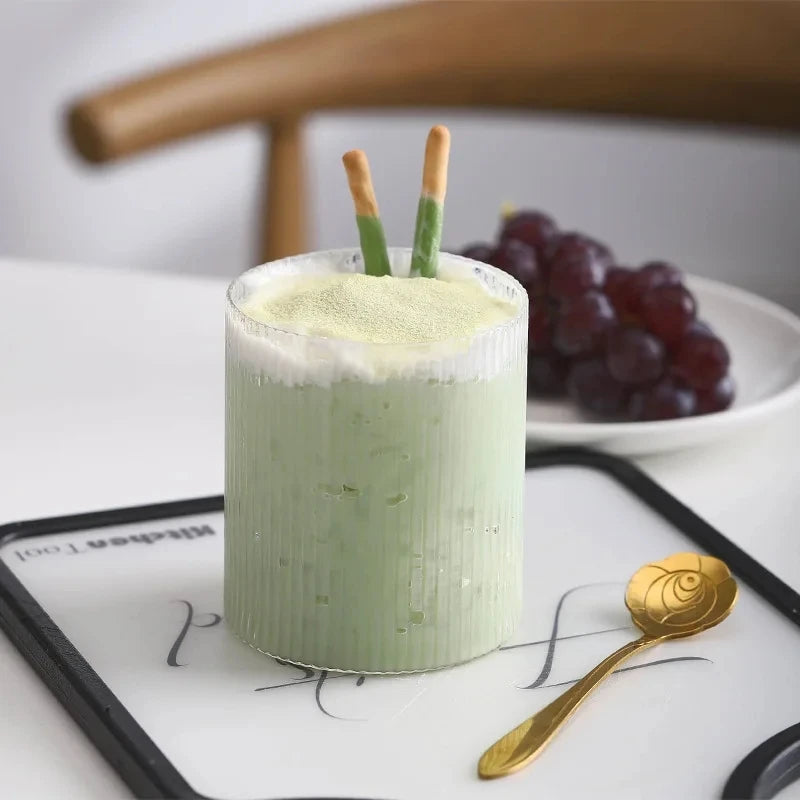 1/2/4/6PCS Coffee Mug Japanese Striped Glass Cup Japanese Creative Transparent Bubble Tea Cup Drinkware Shot Glasses Set Whiskey