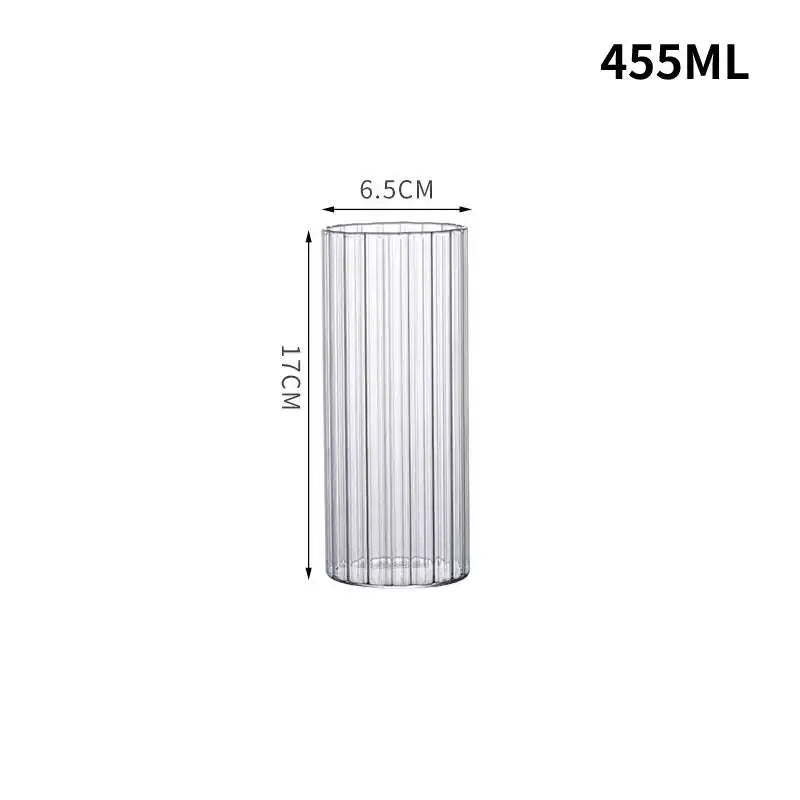 Heat-Resistant Stripe Glass Cup Transparent Coffee Mug Drinking Glasses Juice Milk Tea Cups Cocktail Glasses Beverages Drinkware