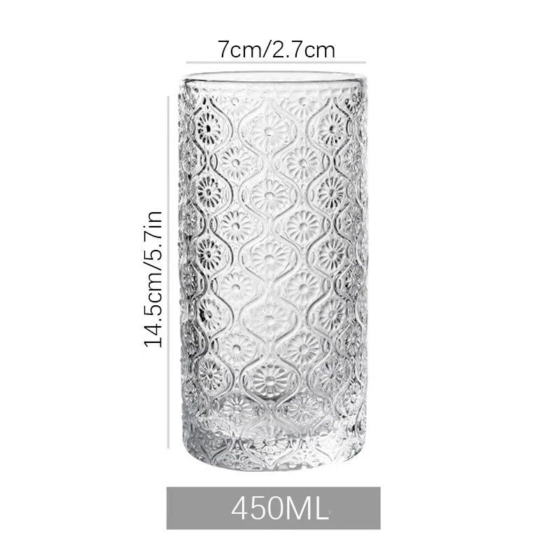 Simple striped glass cup Americano coffee cup juice cup cold drink cup milk breakfast cup suitable for coffee shop hotel party