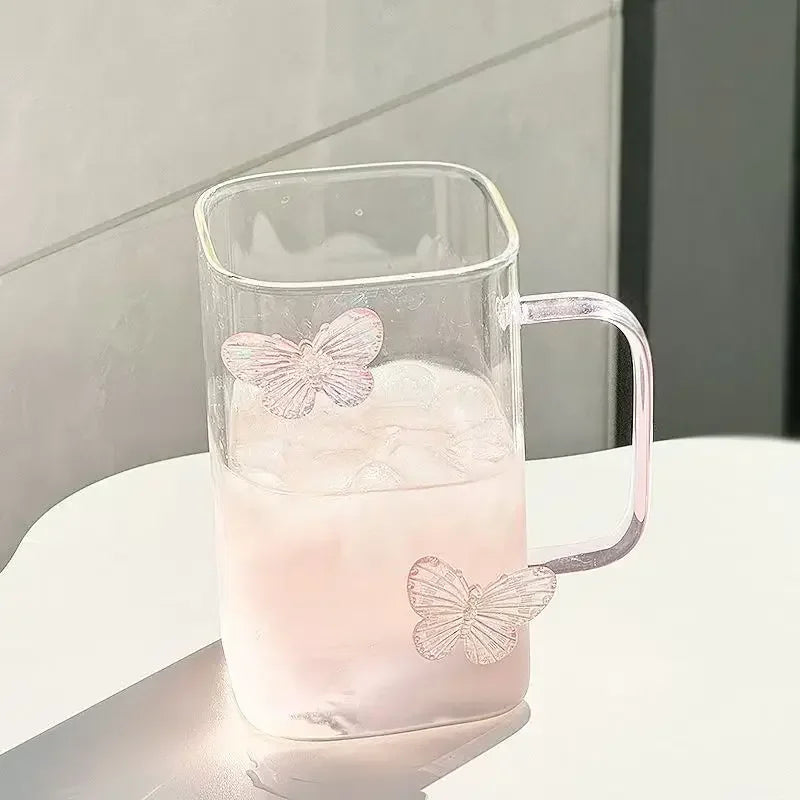Bow Shaped Glass, Water Cup, High-value Household Cold Drink, Juice Cute Milk Coffee Cups Glassware