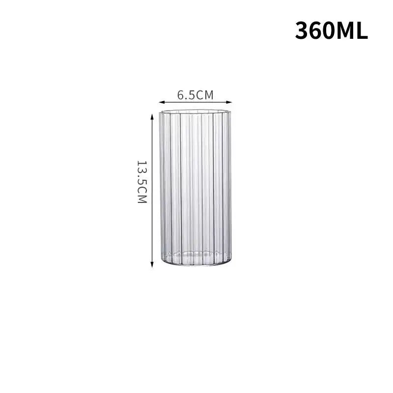 Heat-Resistant Stripe Glass Cup Transparent Coffee Mug Drinking Glasses Juice Milk Tea Cups Cocktail Glasses Beverages Drinkware