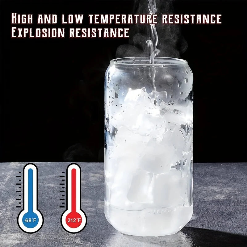 KEMORELA 1/4 Set Glass Cup With Lid and Without Cover Straw Transparent Bubble Tea Cup Glass Beer Can Milk Mocha Mug Drinkware