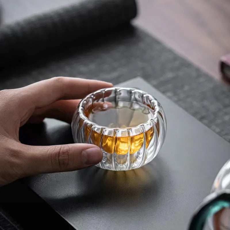 Glass Cup Household Stripe Coffee Milk Glass Transparent Glasses Ice Juice Mug Tea Latte Cup Drinkware Retro Home Decor