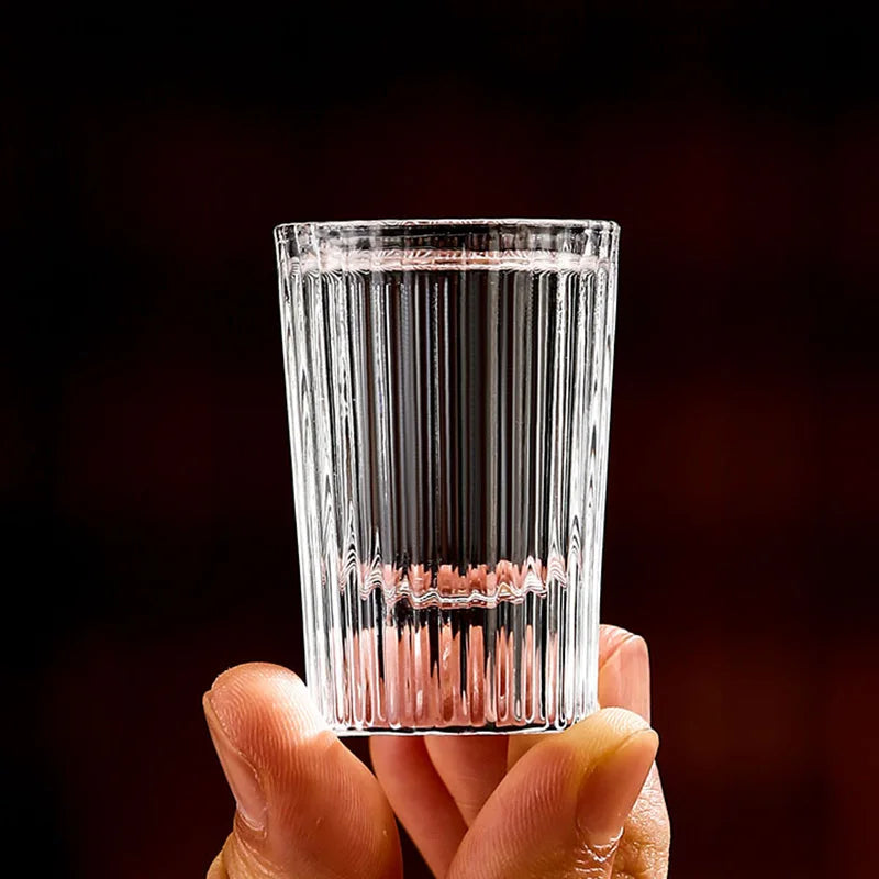6pcs Set 20ml Striped Foreign Wine Glass Small Capacity Liquor Glass Transparent Brandy Vodka Cups Party Bar Specific Wine Glass