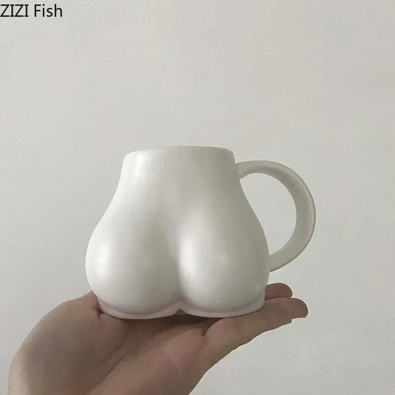 Creativity Butt Decorative Coffee Mugs Ceramic Cup Heat Resistant Portable Wine Glass Travel Porcelain Mug 250ml Juice Cup