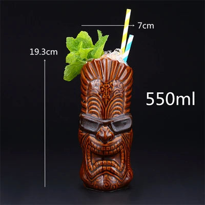 660ml Hawaii Tiki Mugs Cocktail Cup Beer Beverage Mug Wine Mug Ceramic Tiki Mugs