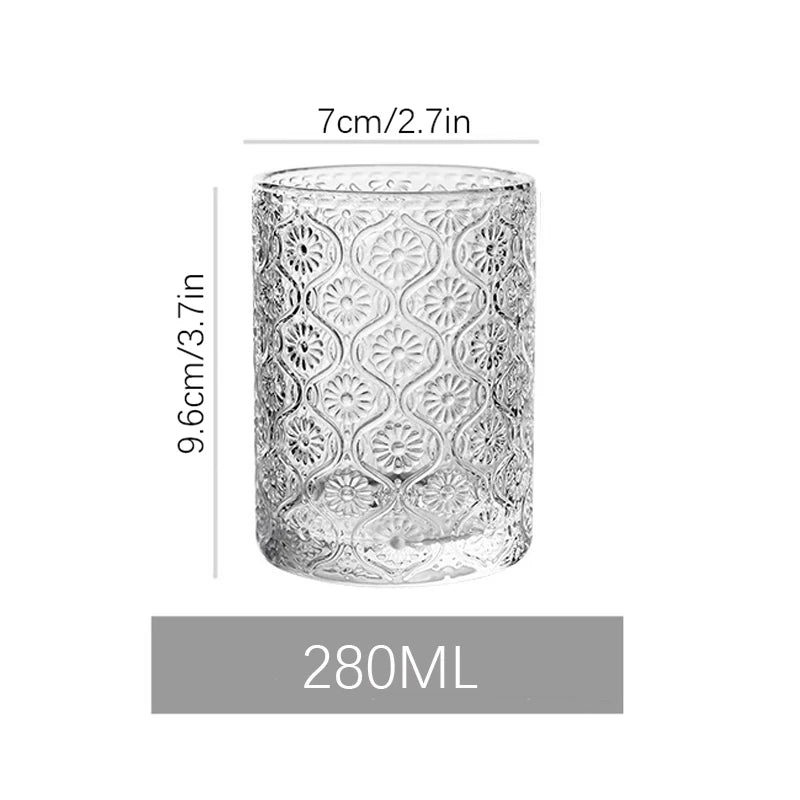 Simple striped glass cup Americano coffee cup juice cup cold drink cup milk breakfast cup suitable for coffee shop hotel party