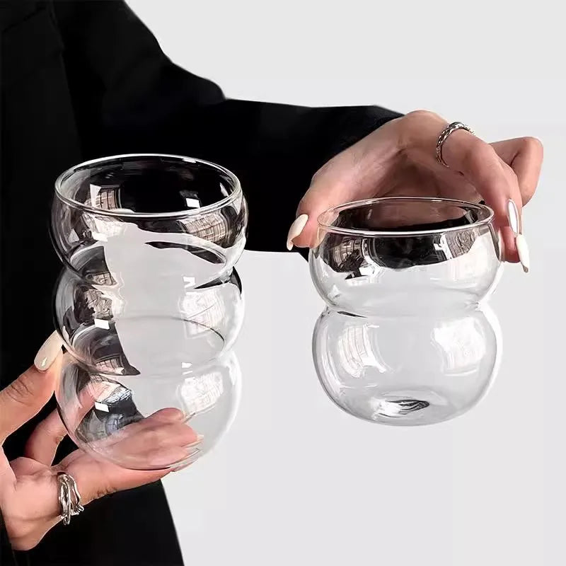 350/550ml Transparent Glass Cup Cold Coffee Cup With Straw Dessert Juice Milk Drinkware Mug Party Cocktail Glasses Teacup