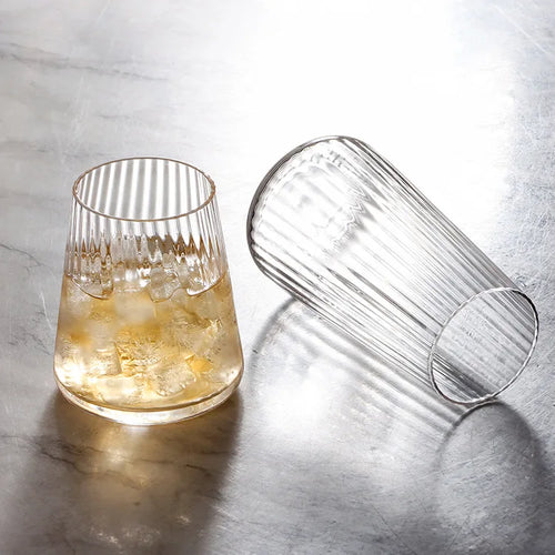 1-6pcs Transparent Corrugated Crystal Glass with High Aesthetic Value Home Wine Glasses Party Champagne Christmas Gifts