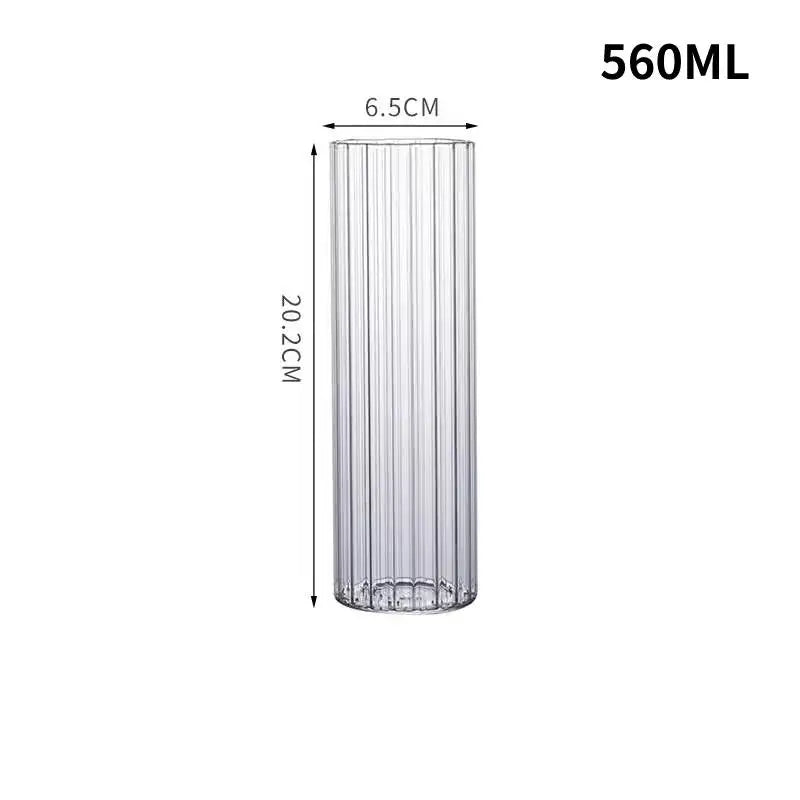 Heat-Resistant Stripe Glass Cup Transparent Coffee Mug Drinking Glasses Juice Milk Tea Cups Cocktail Glasses Beverages Drinkware