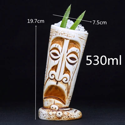660ml Hawaii Tiki Mugs Cocktail Cup Beer Beverage Mug Wine Mug Ceramic Tiki Mugs