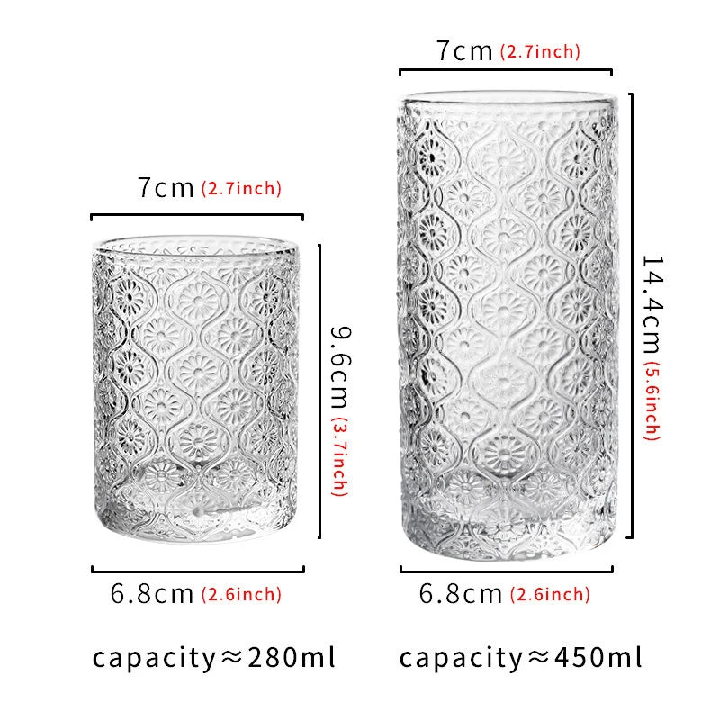 Simple striped glass cup Americano coffee cup juice cup cold drink cup milk breakfast cup suitable for coffee shop hotel party