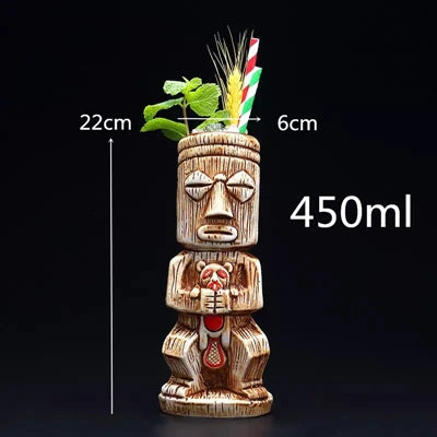 660ml Hawaii Tiki Mugs Cocktail Cup Beer Beverage Mug Wine Mug Ceramic Tiki Mugs