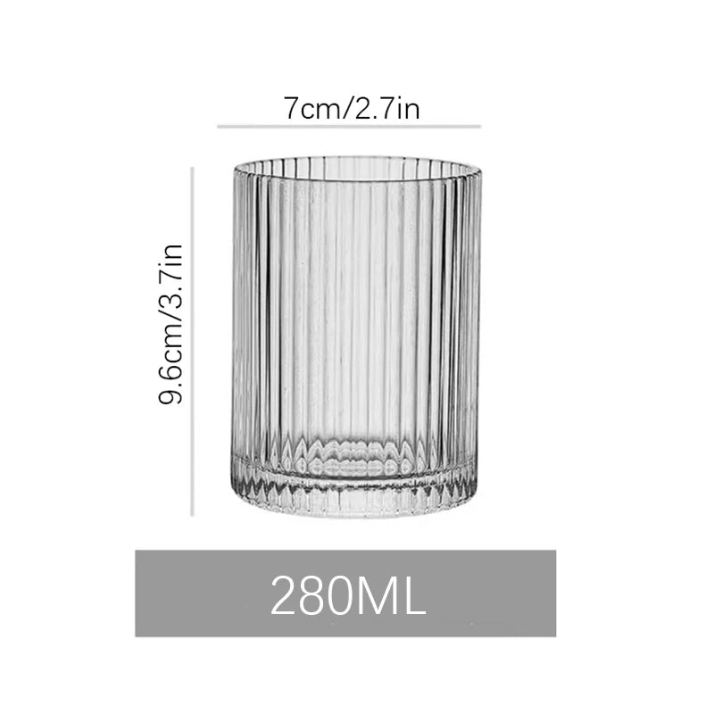 Simple striped glass cup Americano coffee cup juice cup cold drink cup milk breakfast cup suitable for coffee shop hotel party