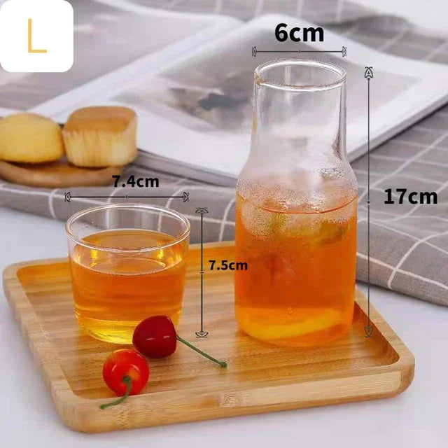 Glass Water Bottle with Glass Cup