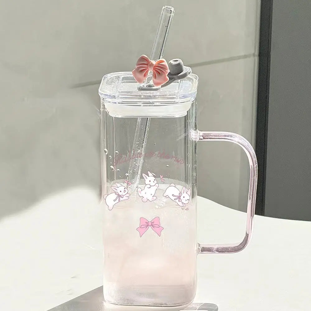 Bow Shaped Glass, Water Cup, High-value Household Cold Drink, Juice Cute Milk Coffee Cups Glassware