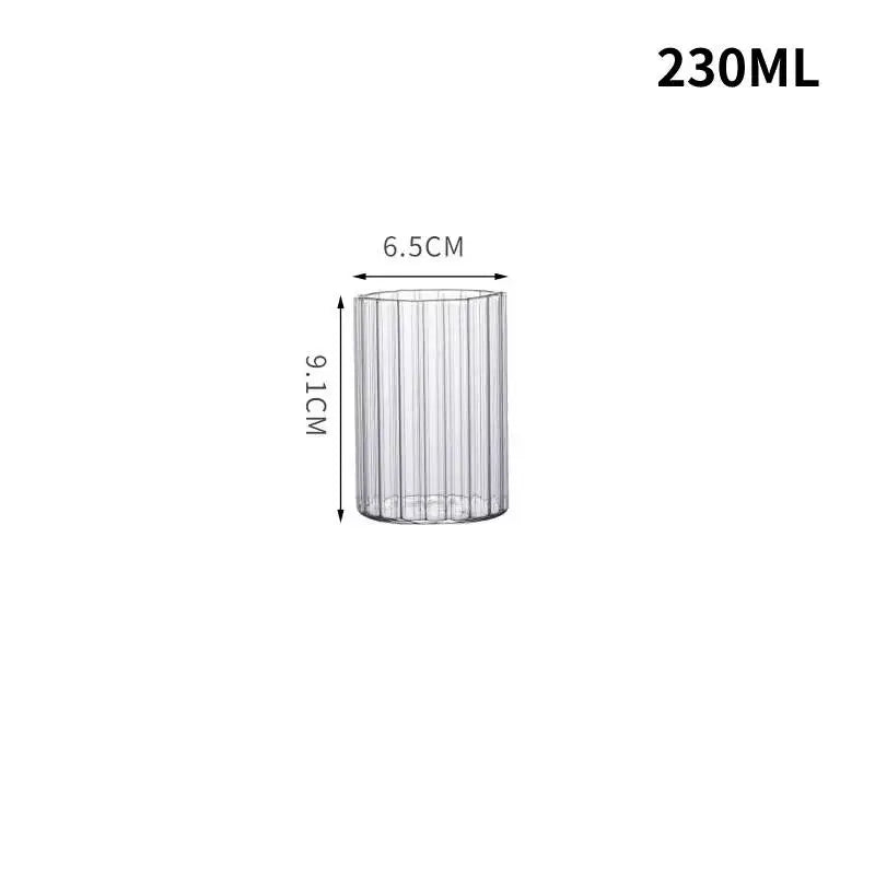 Heat-Resistant Stripe Glass Cup Transparent Coffee Mug Drinking Glasses Juice Milk Tea Cups Cocktail Glasses Beverages Drinkware