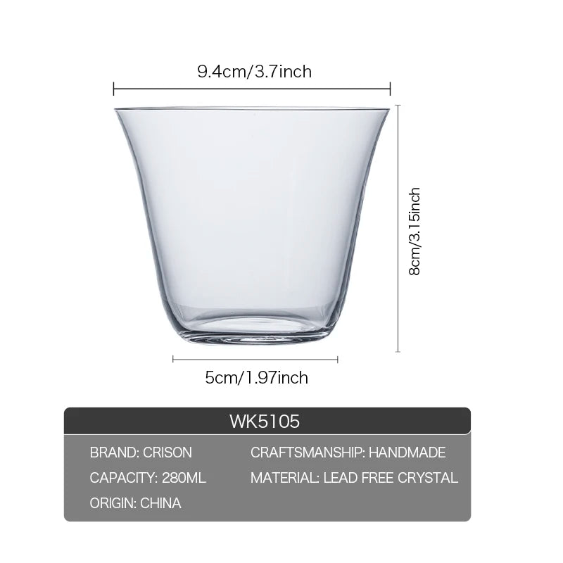 CRISON WK5105 Handmade Ultra-Thin Crystal Glass Japanese Style Whiskey Cocktail Glass Classical Design